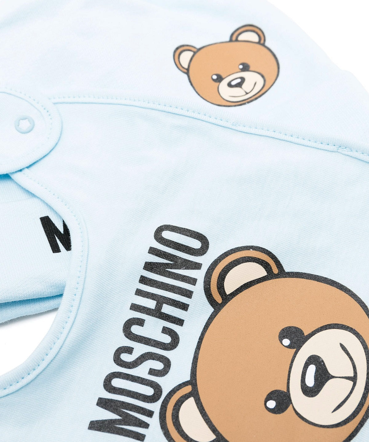 Moschino Kids Set Berretto e Bavaglino Celeste con Motivo Teddy Bear
