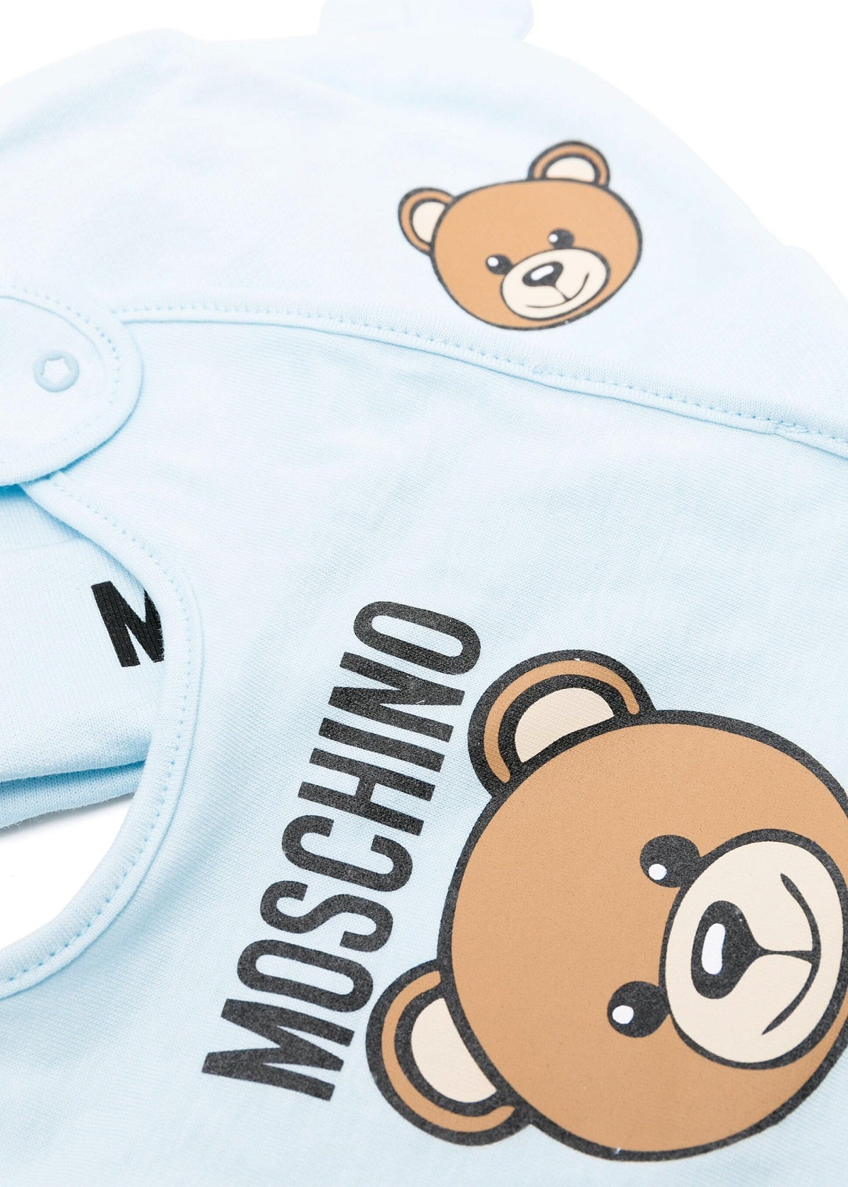 Moschino Kids Set Berretto e Bavaglino Celeste con Motivo Teddy Bear