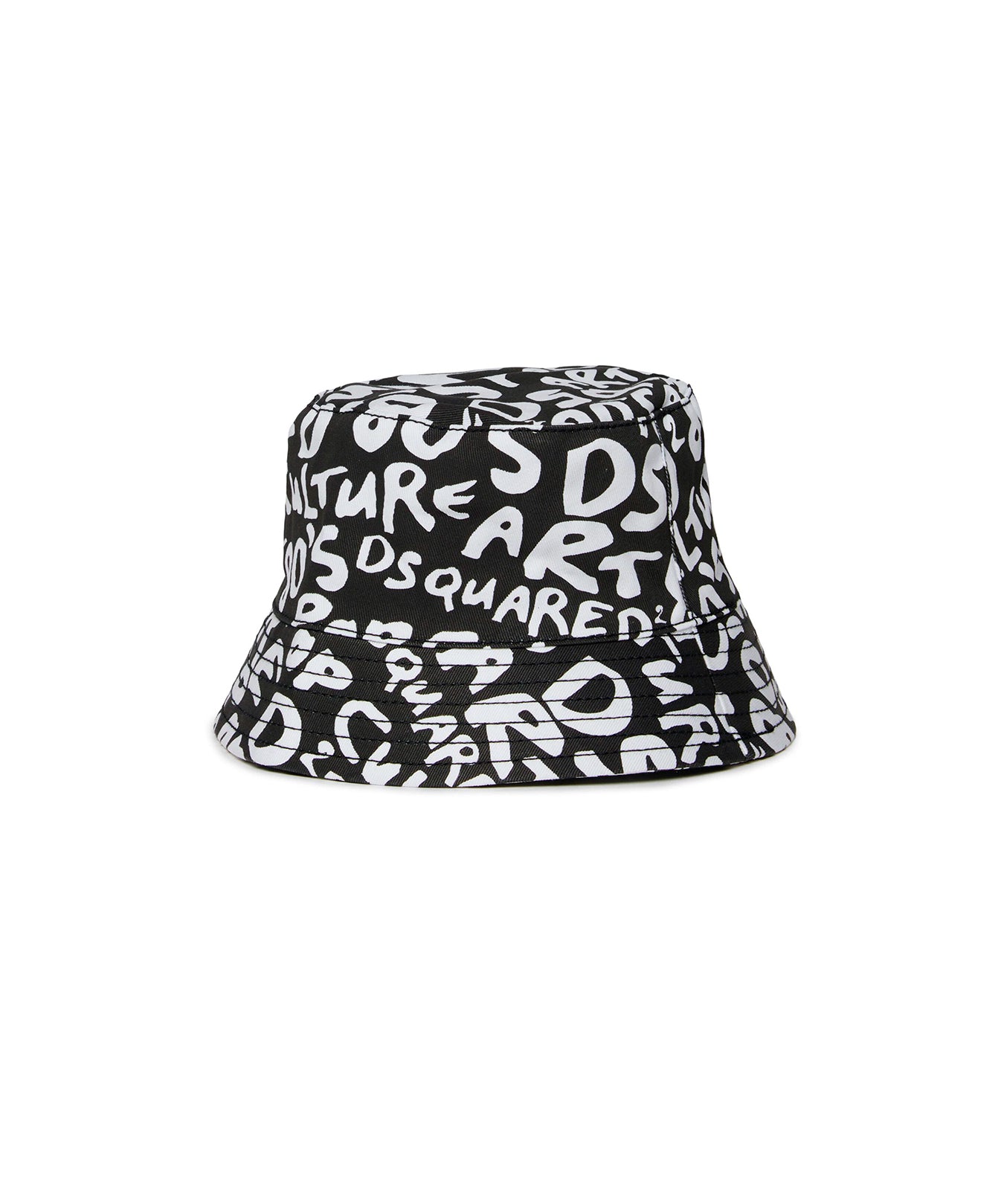 Dsquared2 Kids Cappello Bucket Nero con Stampa Pop Culture All-over per Neonati