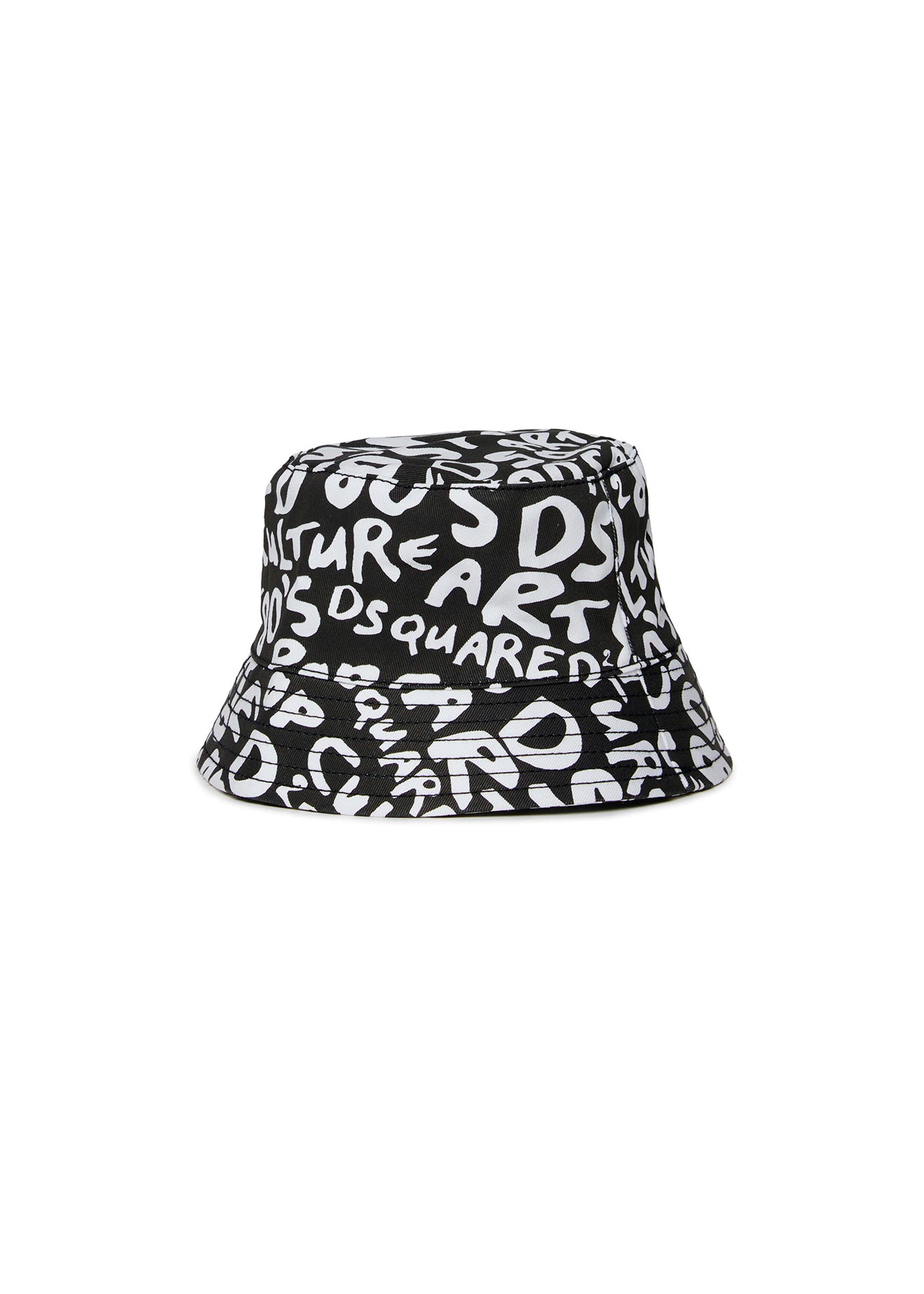 Dsquared2 Kids Cappello Bucket Nero con Stampa Pop Culture All-over per Neonati