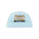 Moschino Kids Blue Hat with Teddy Bear Print