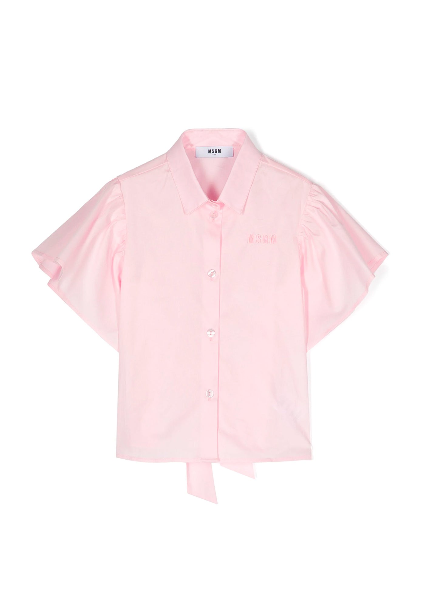 Msgm Kids Camicia Rosa con fiocco