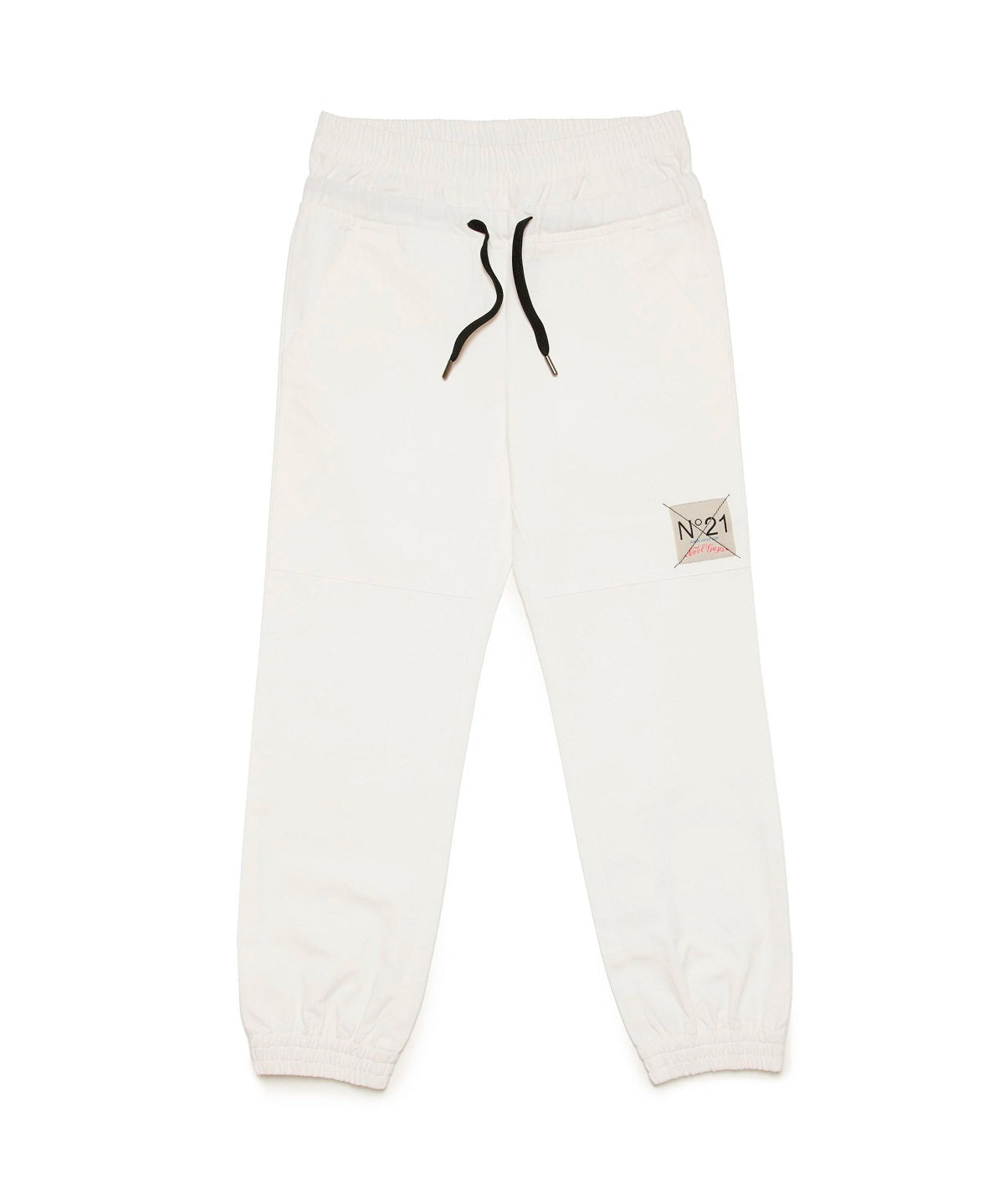 N°21 Kids Pantalone Bianco in Parachute Canvas Double Waist per Bambini
