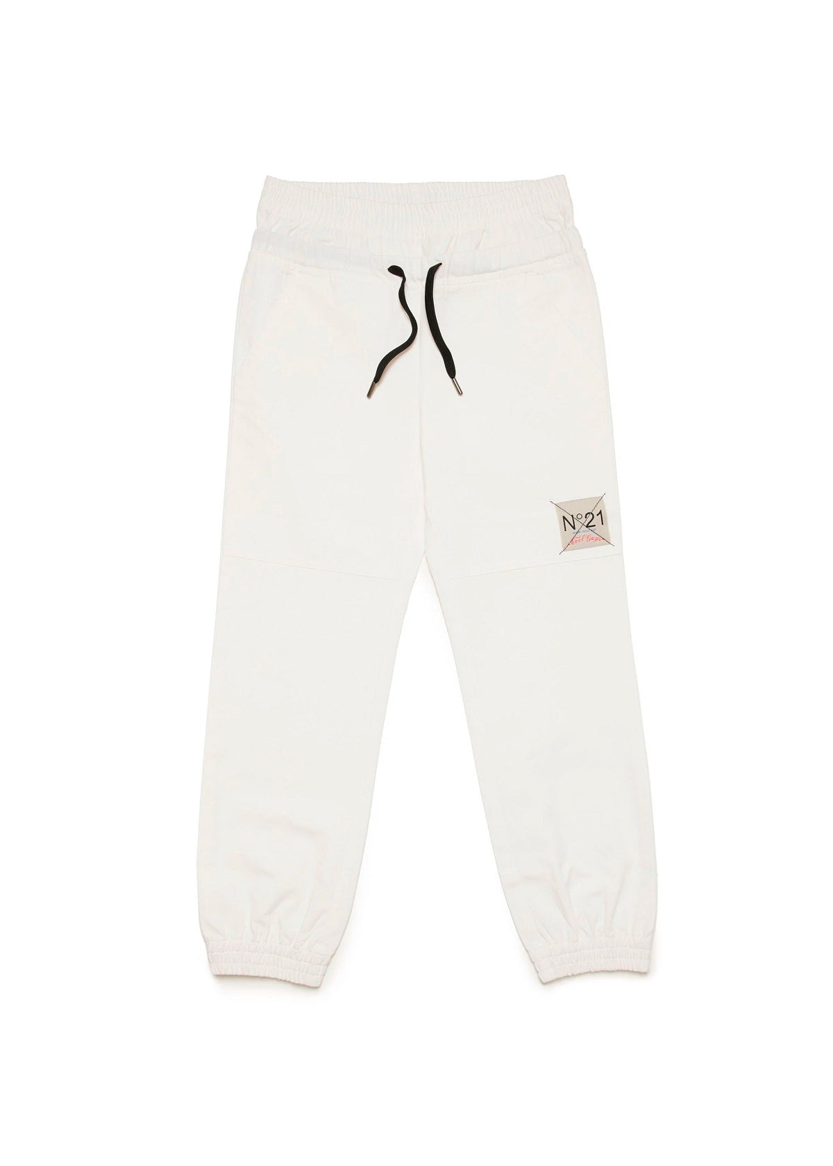 N°21 Kids Pantalone Bianco in Parachute Canvas Double Waist per Bambini