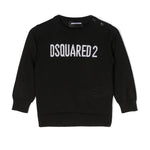 Maglioncino DSquared2 Kids Nero in Misto Lana con Logo Bianco | Maniche Lunghe e Dettagli a Costine