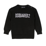 Maglioncino DSquared2 Kids Nero in Misto Lana con Logo Bianco | Maniche Lunghe e Dettagli a Costine