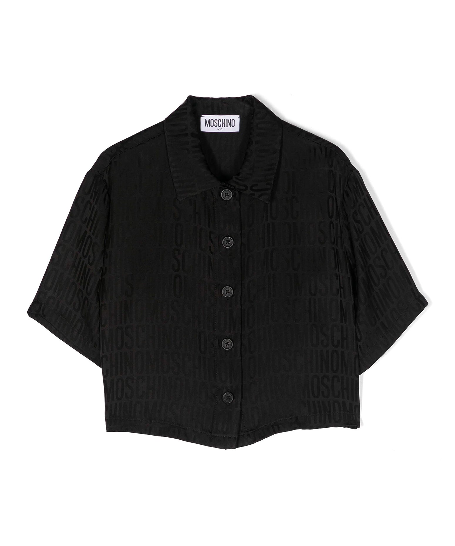 Moschino Kids Camicia Nera Monogram All-over per Bambine