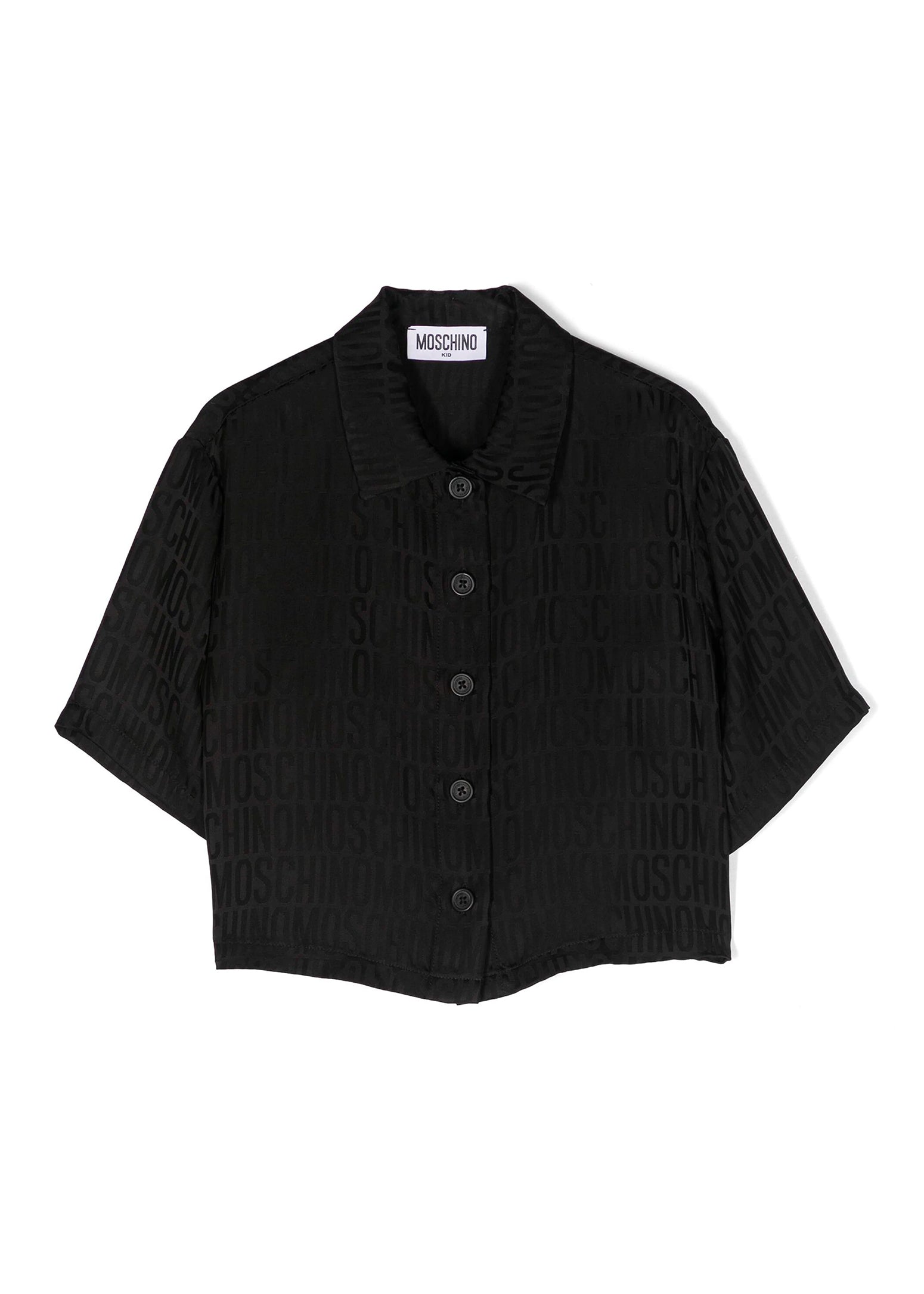 Moschino Kids Camicia Nera Monogram All-over per Bambine