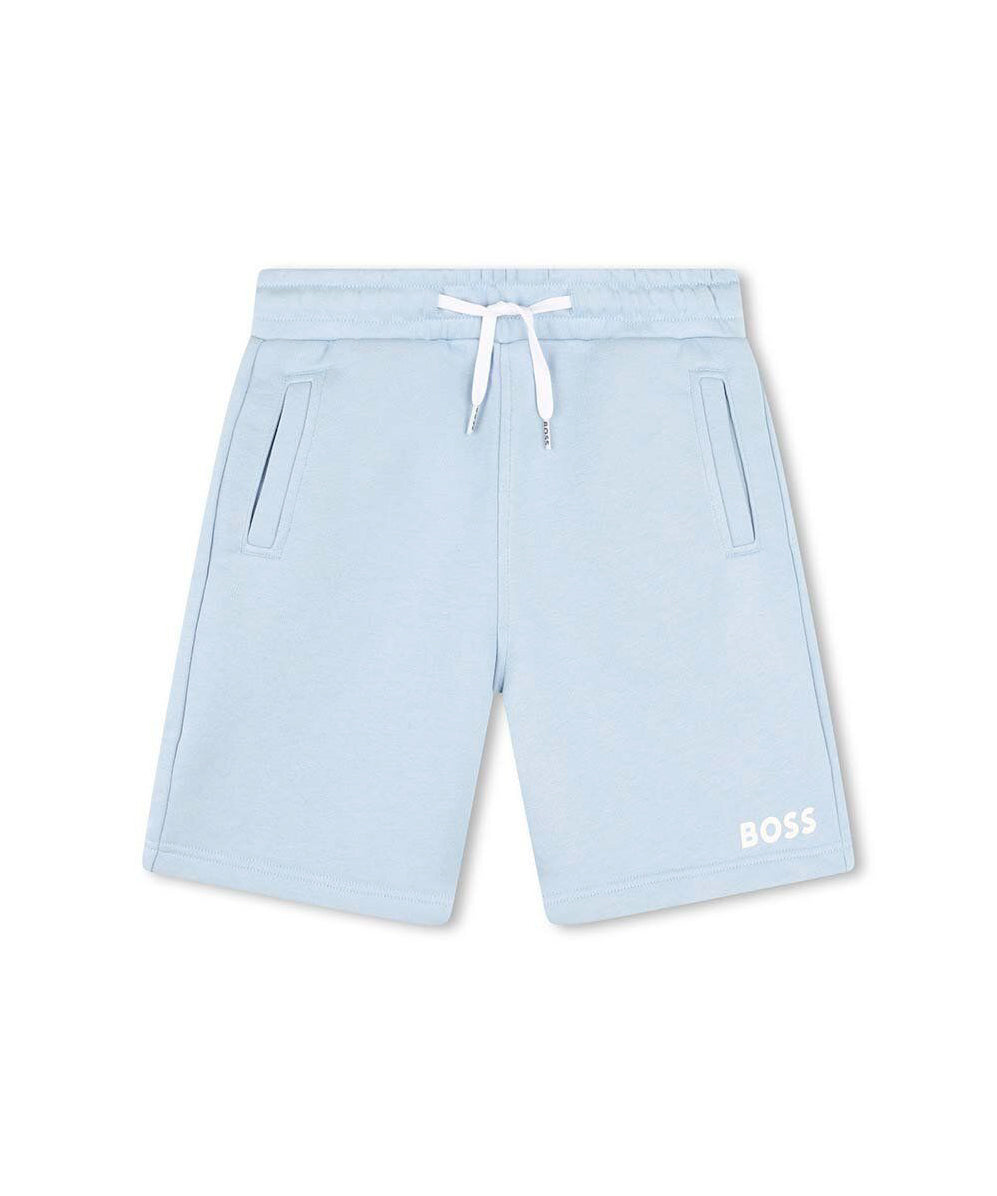 Boss Kids Short Celeste con Stampa Logo per Bambini