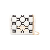 Elisabetta Franchi La Mia Bambina Borsa a Spalla con Placca Logo Burro/Nero