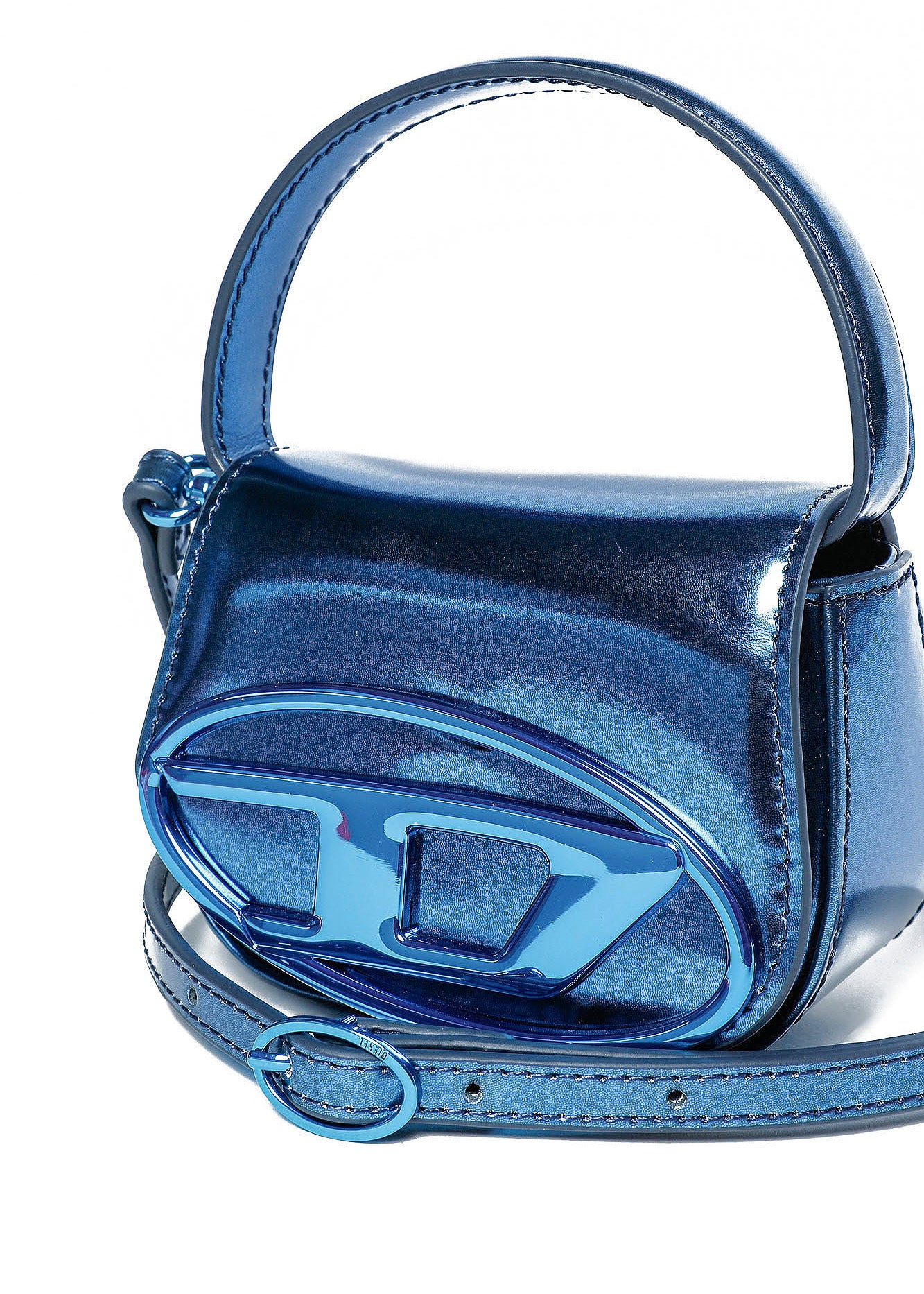Borsa Diesel 1DR XS in Pelle Lucida Blu