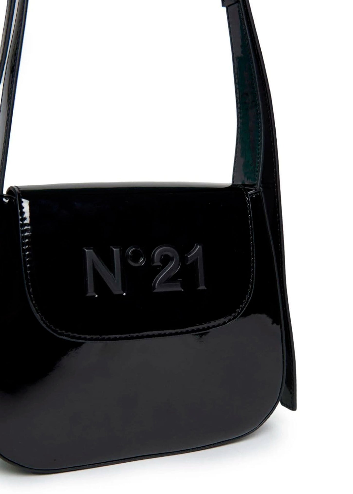 N°21 Kids Borsa a Spalla Nera con Placca Logo per Bambine