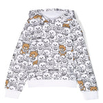 Felpa con Cappuccio Moschino Kids Bianca con Stampa Leo Teddy"