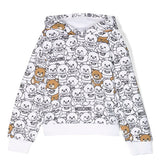 Felpa con Cappuccio Moschino Kids Bianca con Stampa Leo Teddy"