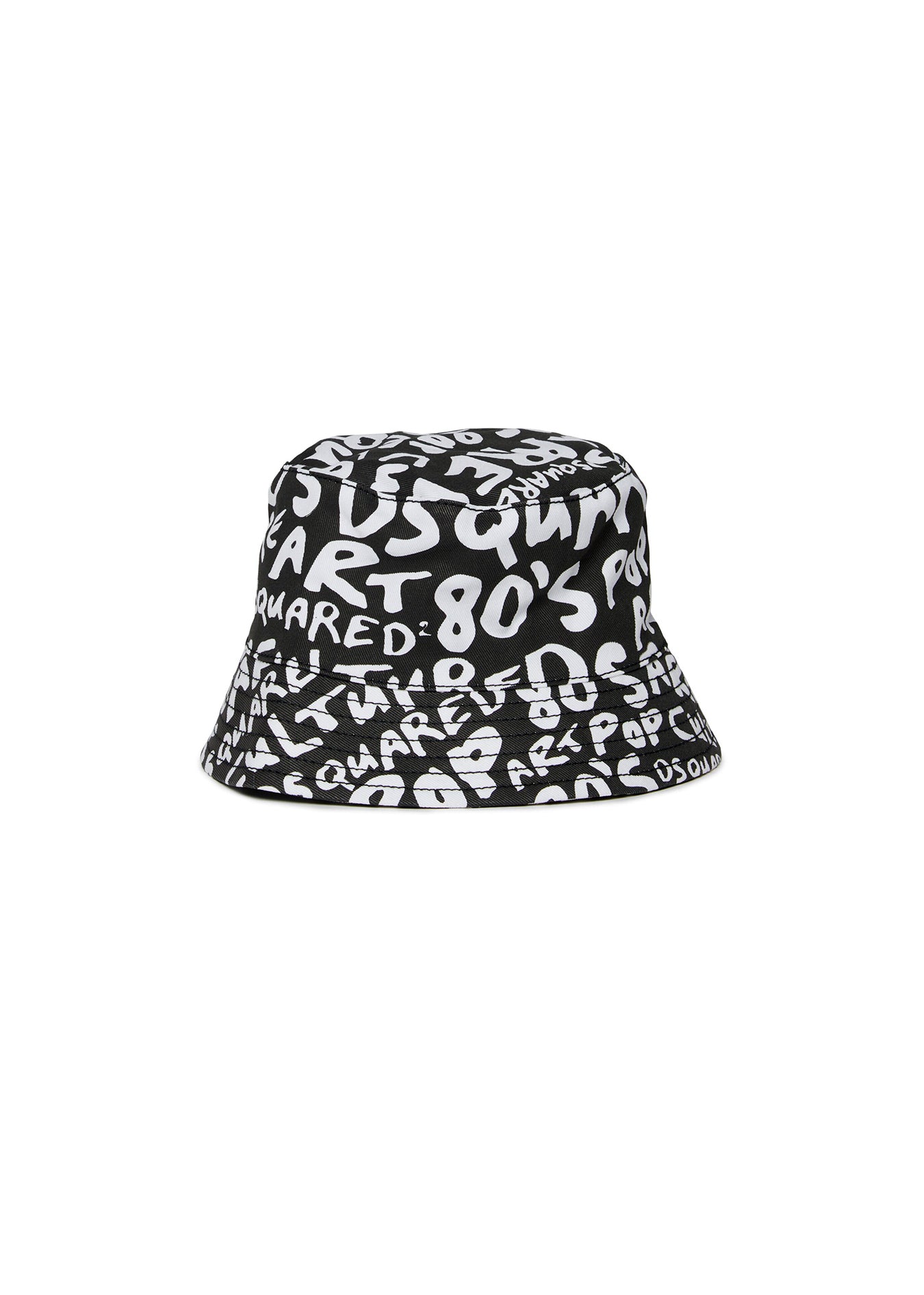 Dsquared2 Kids Cappello Bucket Nero con Stampa Pop Culture All-over per Neonati
