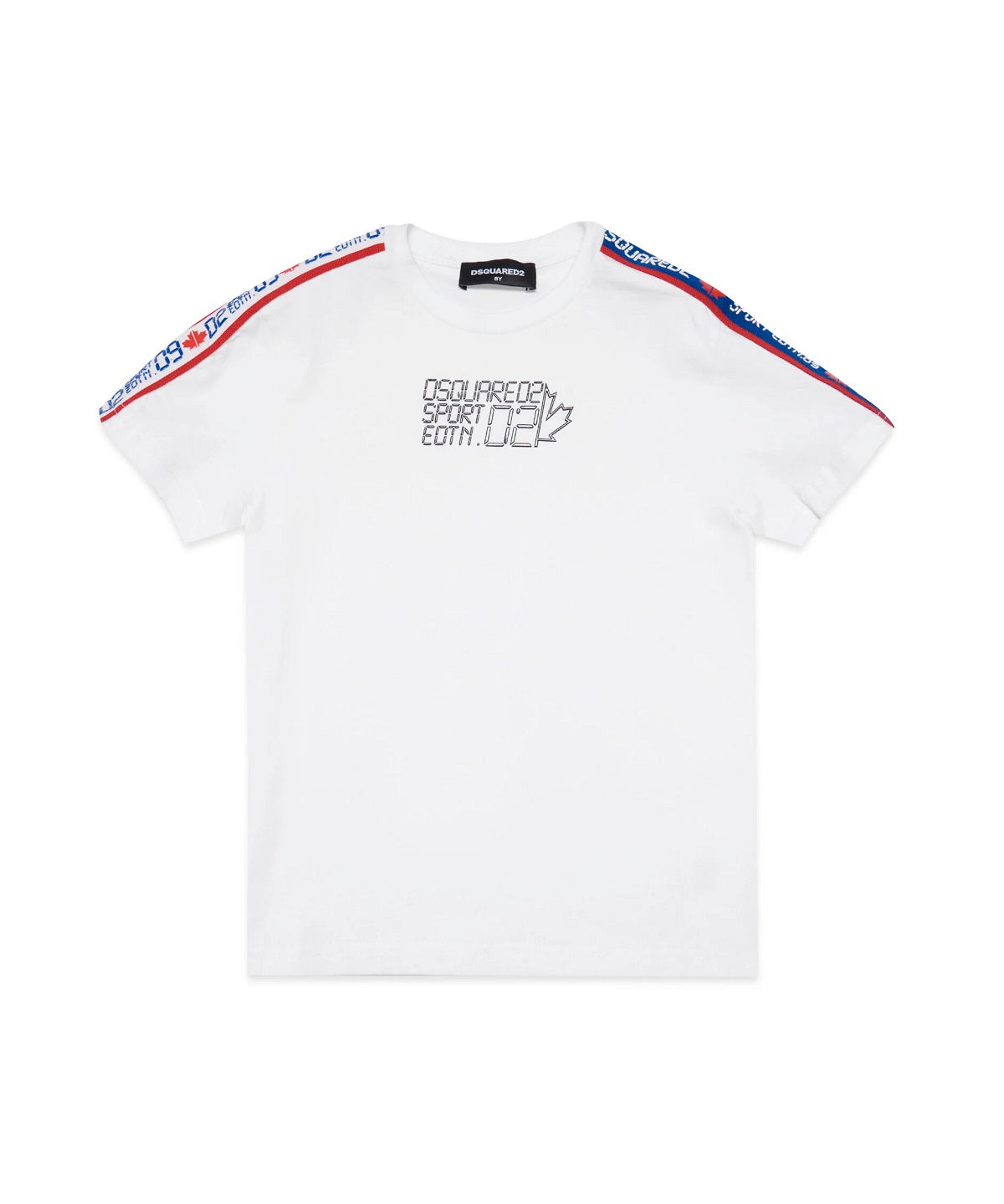 Dsquared2 Kids T-Shirt Bianca con Banda LogataDsquared2 Kids T-Shirt Bianca con Banda Logata