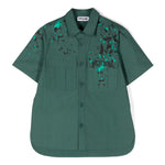 Moschino Kids Camicia Verde con Stampa Vernice per Bambini