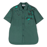Moschino Kids Camicia Verde con Stampa Vernice per Bambini