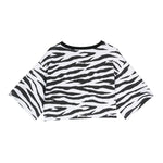 Moschino Kids T-Shirt Cropped Zebrata per Bambine