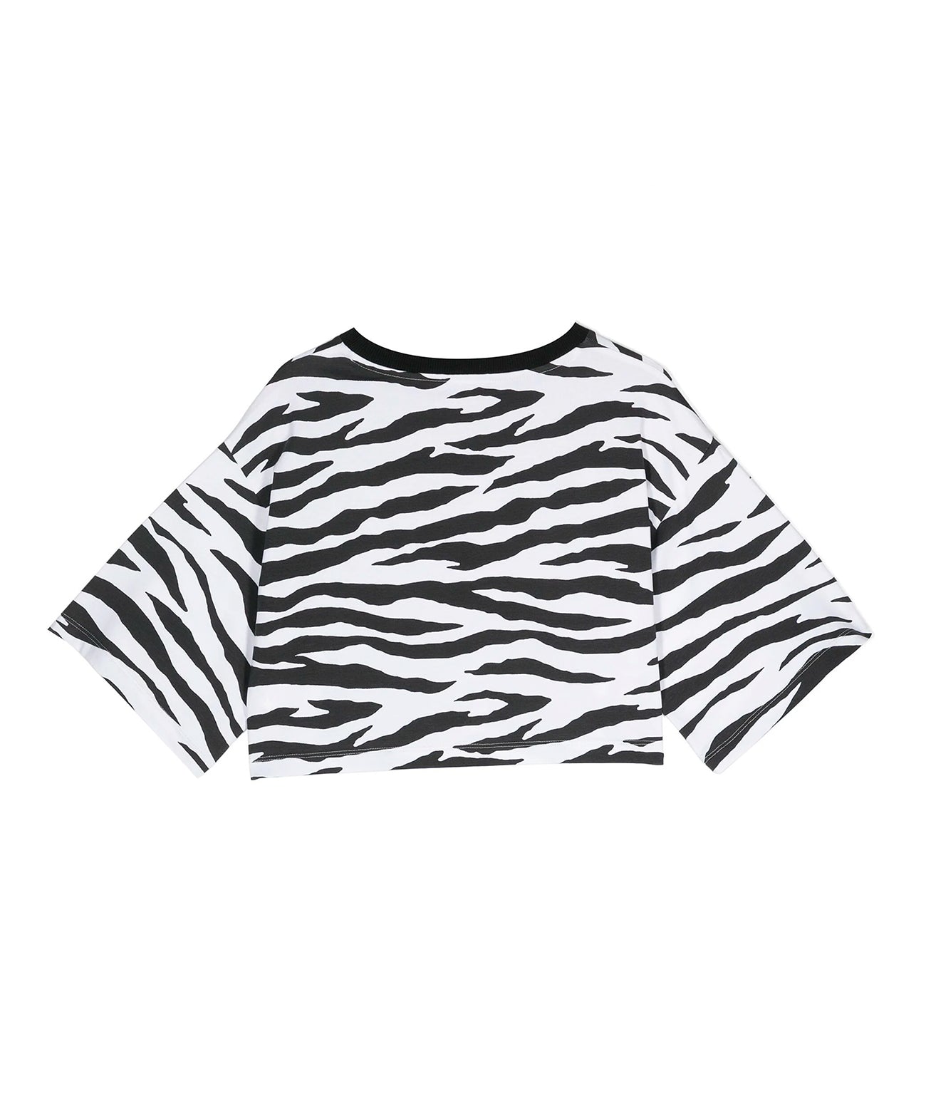 Moschino Kids T-Shirt Cropped Zebrata per Bambine