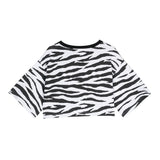 Moschino Kids T-Shirt Cropped Zebrata per Bambine