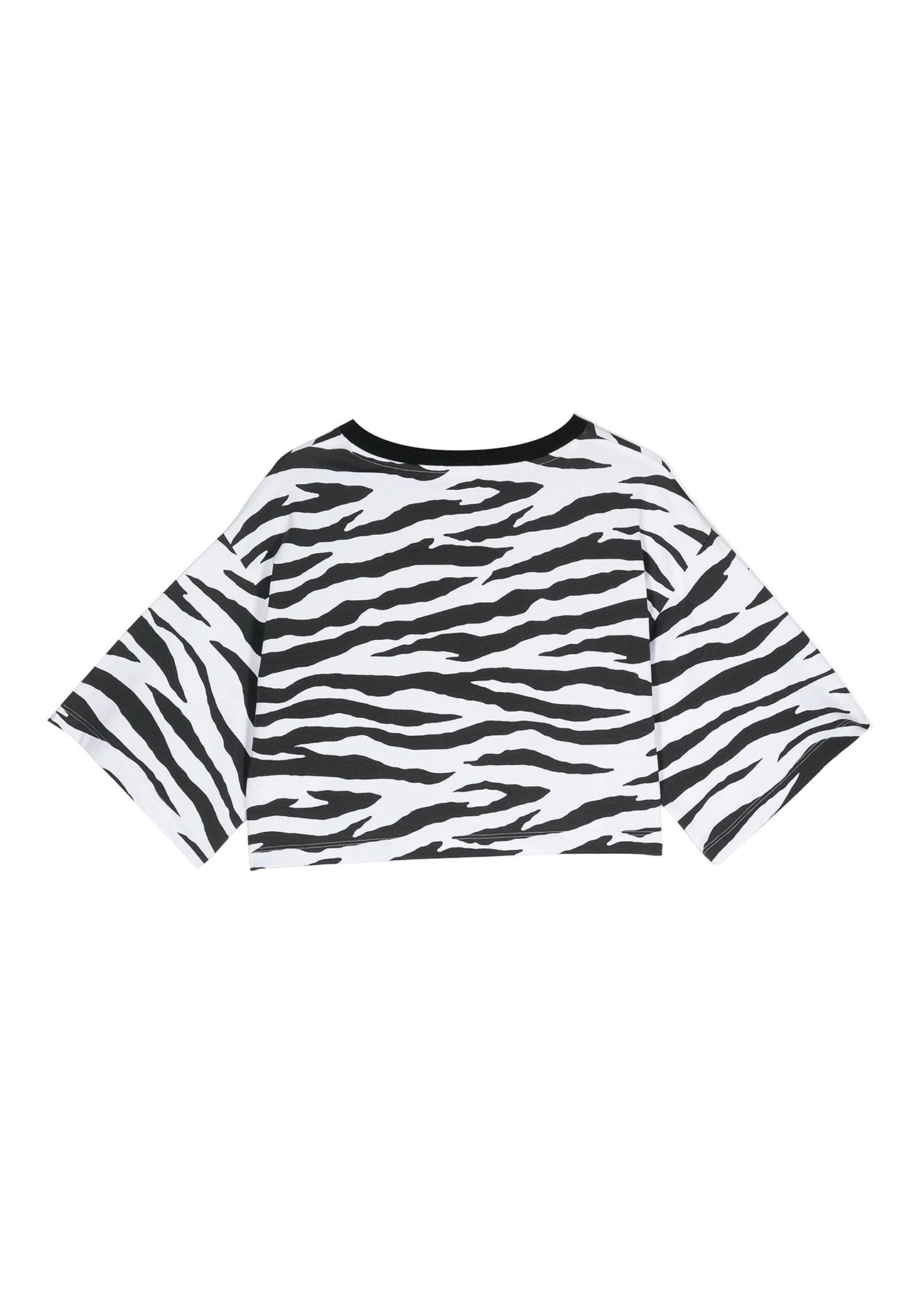 Moschino Kids T-Shirt Cropped Zebrata per Bambine