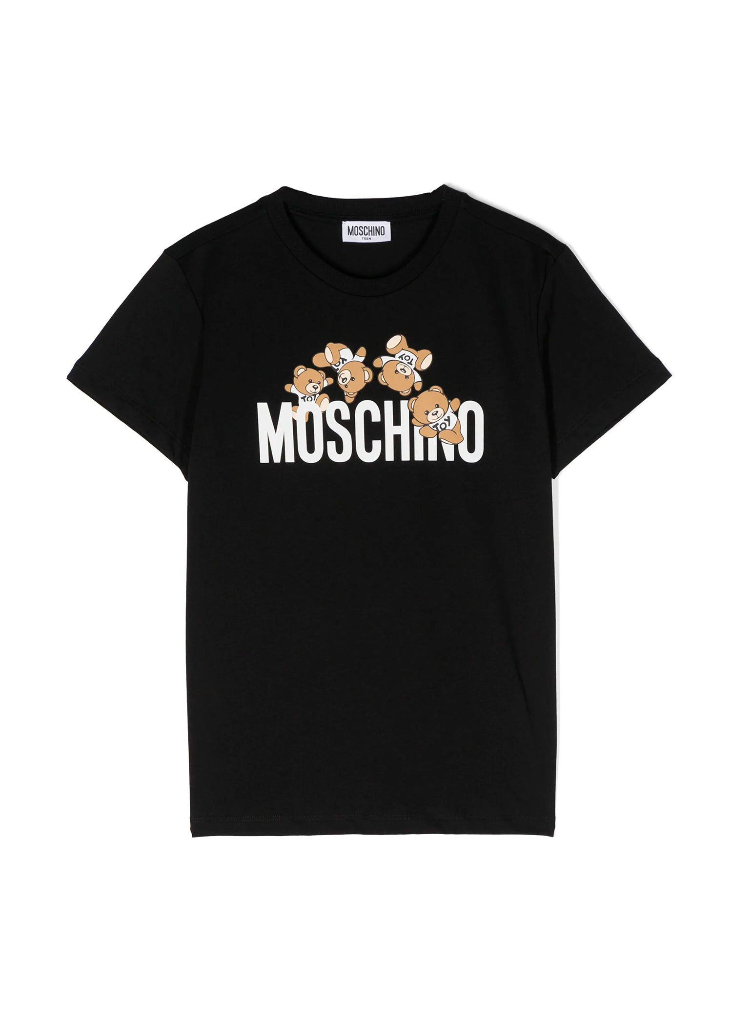 Moschino Kids T-Shirt Nera con Stampa Teddy Bear