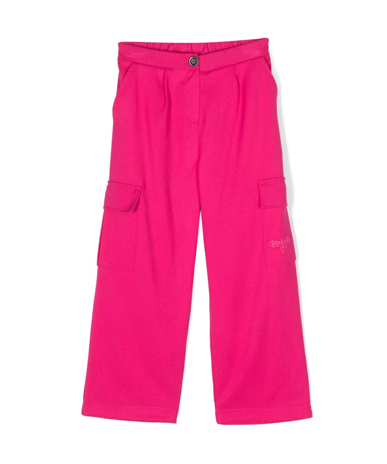 Pantalone Cargo Pinko Kids Rosa Fucsia: Stile Moderno con Bottoni Goffrati e Dettagli Funzionali
