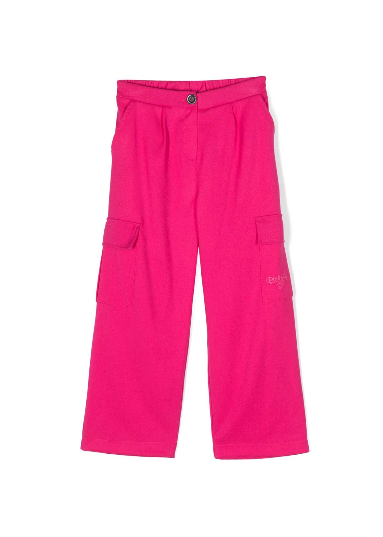 Pantalone Cargo Pinko Kids Rosa Fucsia: Stile Moderno con Bottoni Goffrati e Dettagli Funzionali