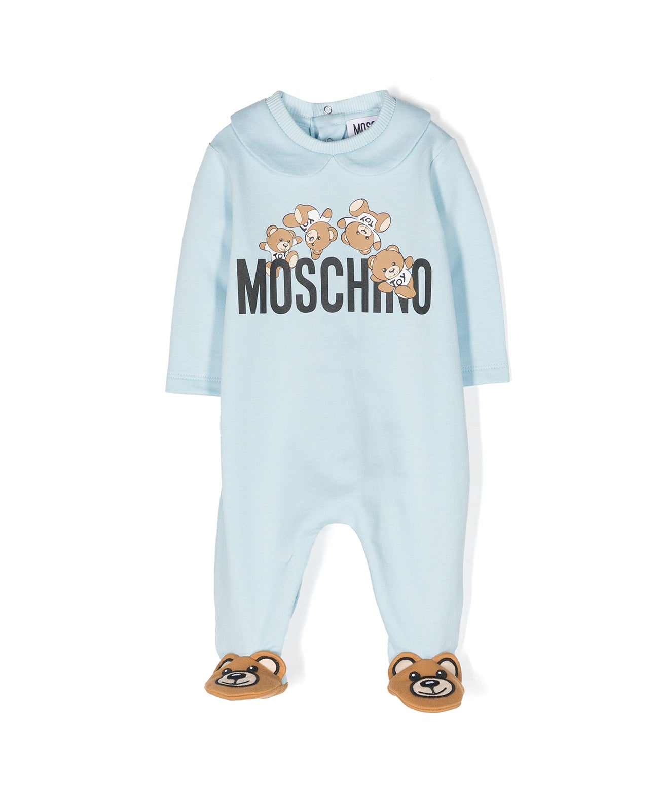 Moschino Kids Tutina Celeste con Motivo Teddy Bear