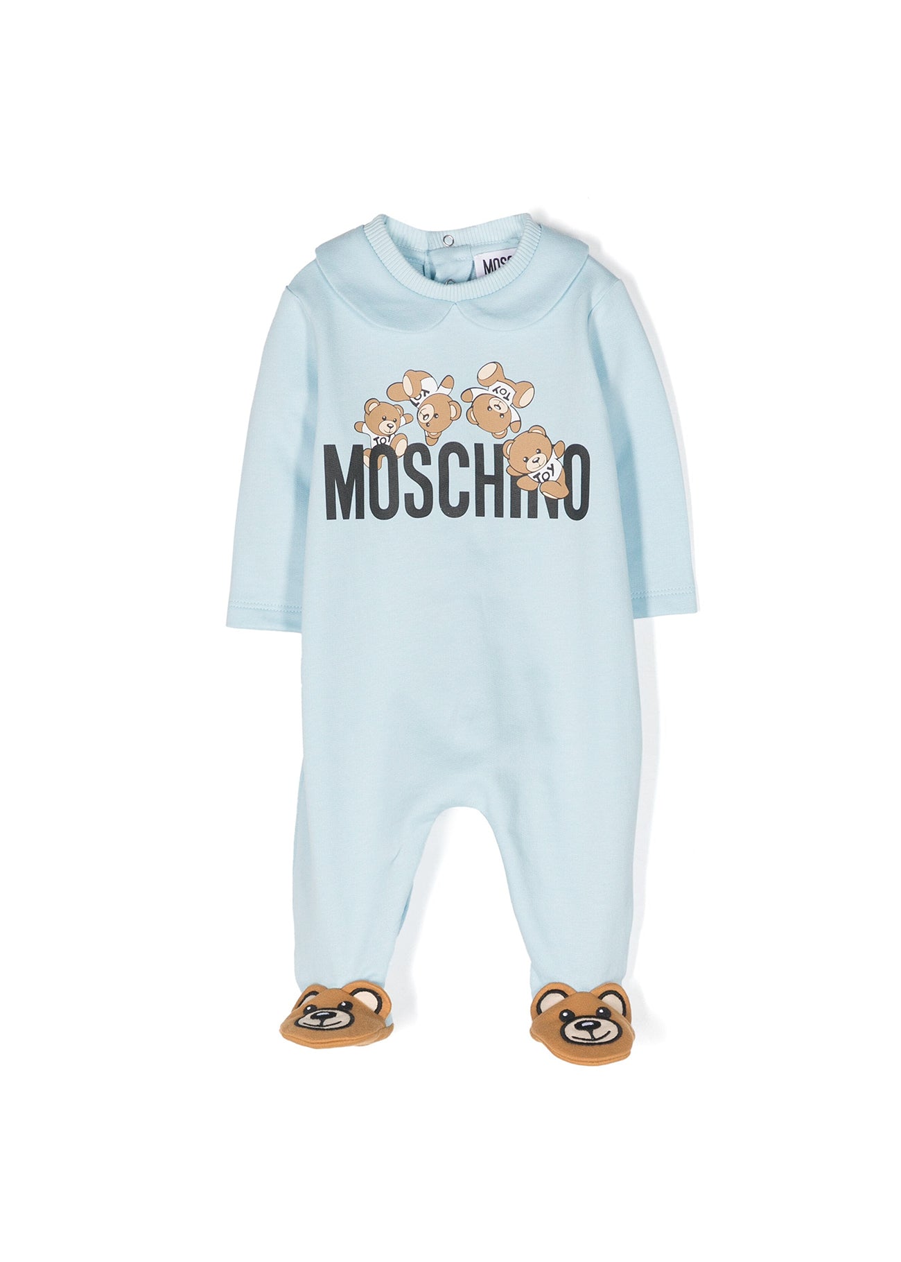 Moschino Kids Tutina Celeste con Motivo Teddy Bear
