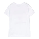 Moschino Kids T-Shirt Bianca con Ricamo Cuore per Bambine