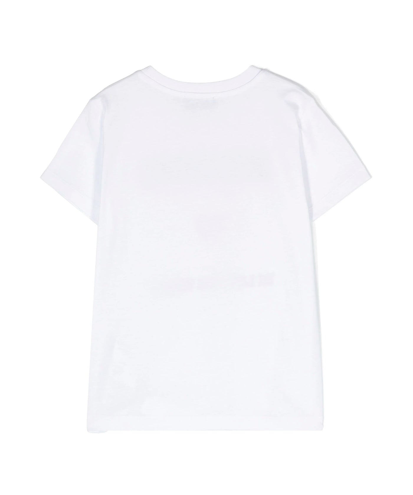 Moschino Kids T-Shirt Bianca con Ricamo Cuore per Bambine