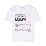 Msgm Kids T-Shirt Bianca con stampa Scritte per Bambine