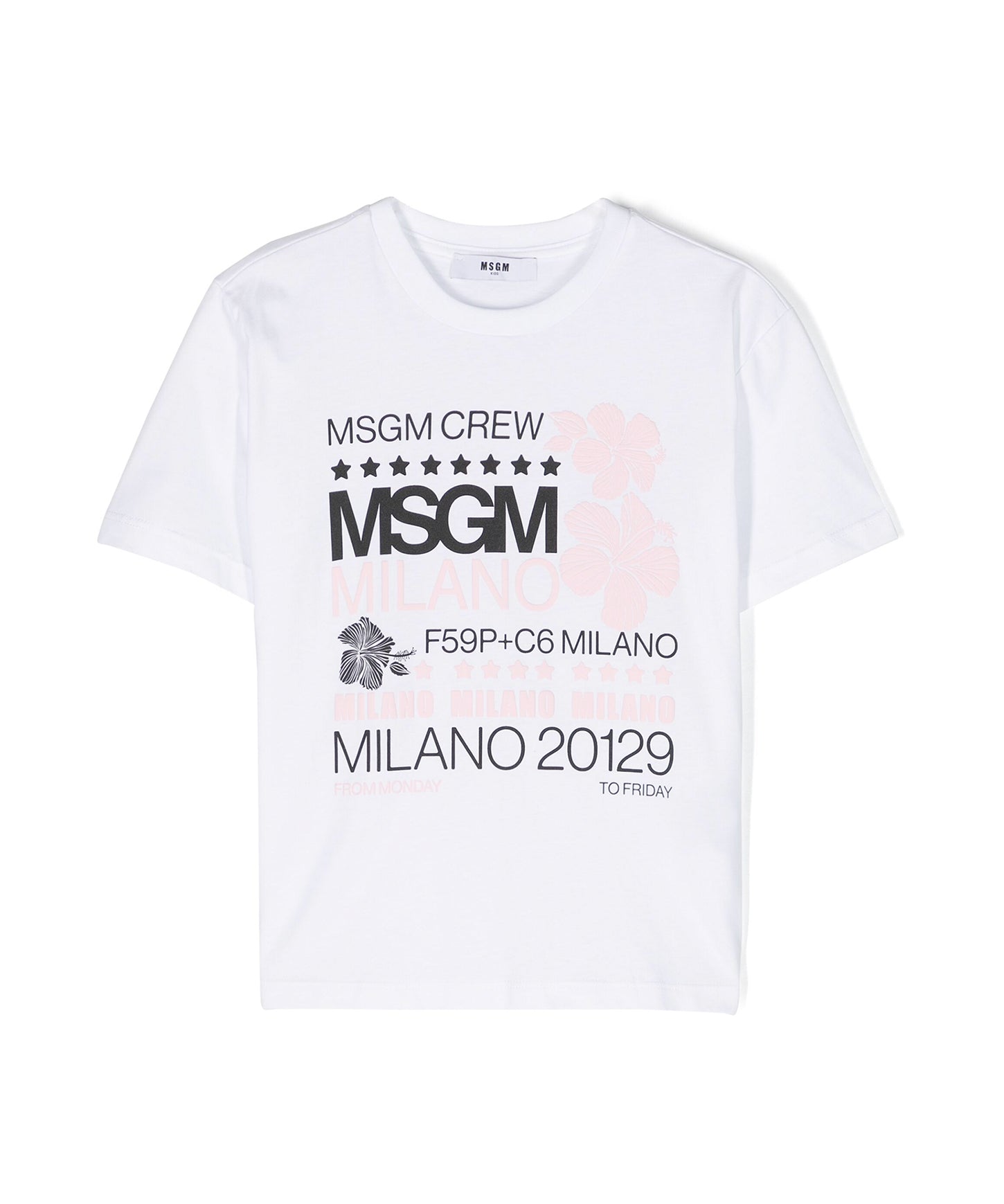 Msgm Kids T-Shirt Bianca con stampa Scritte per Bambine