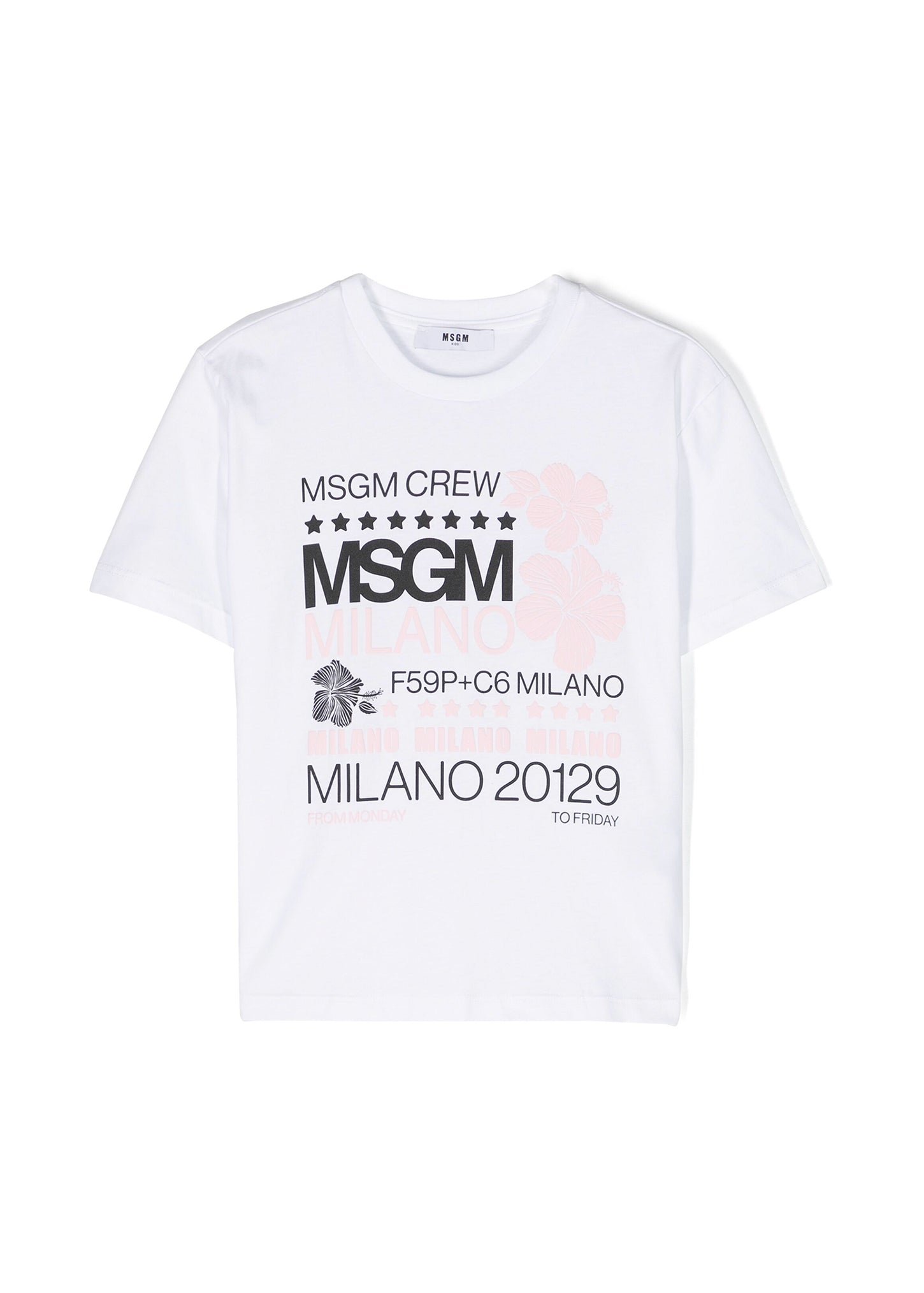 Msgm Kids T-Shirt Bianca con stampa Scritte per Bambine