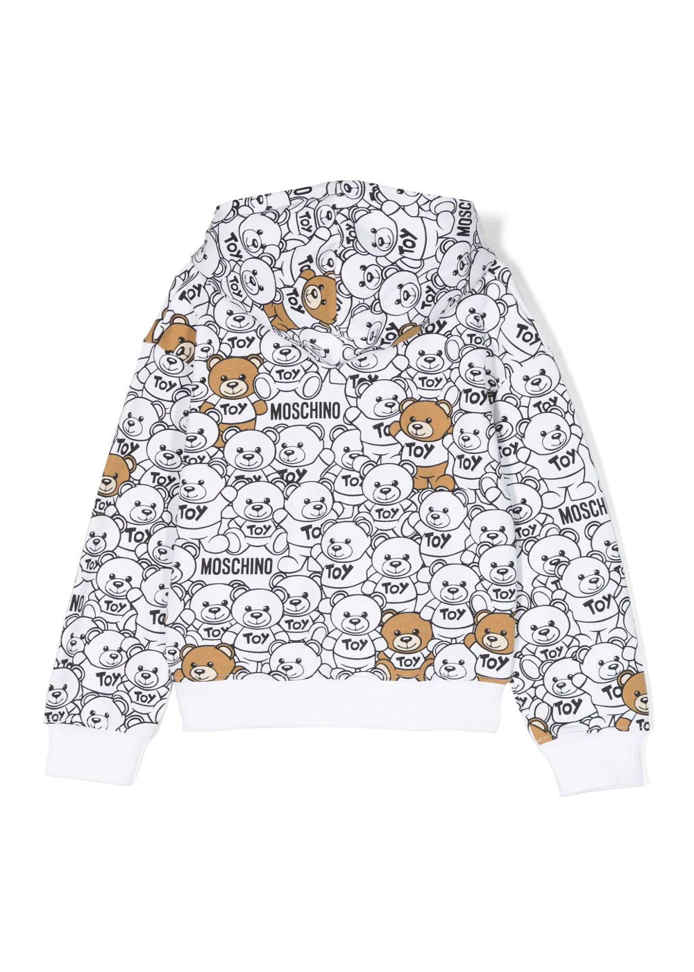Felpa con Cappuccio Moschino Kids Bianca con Stampa Leo Teddy"
