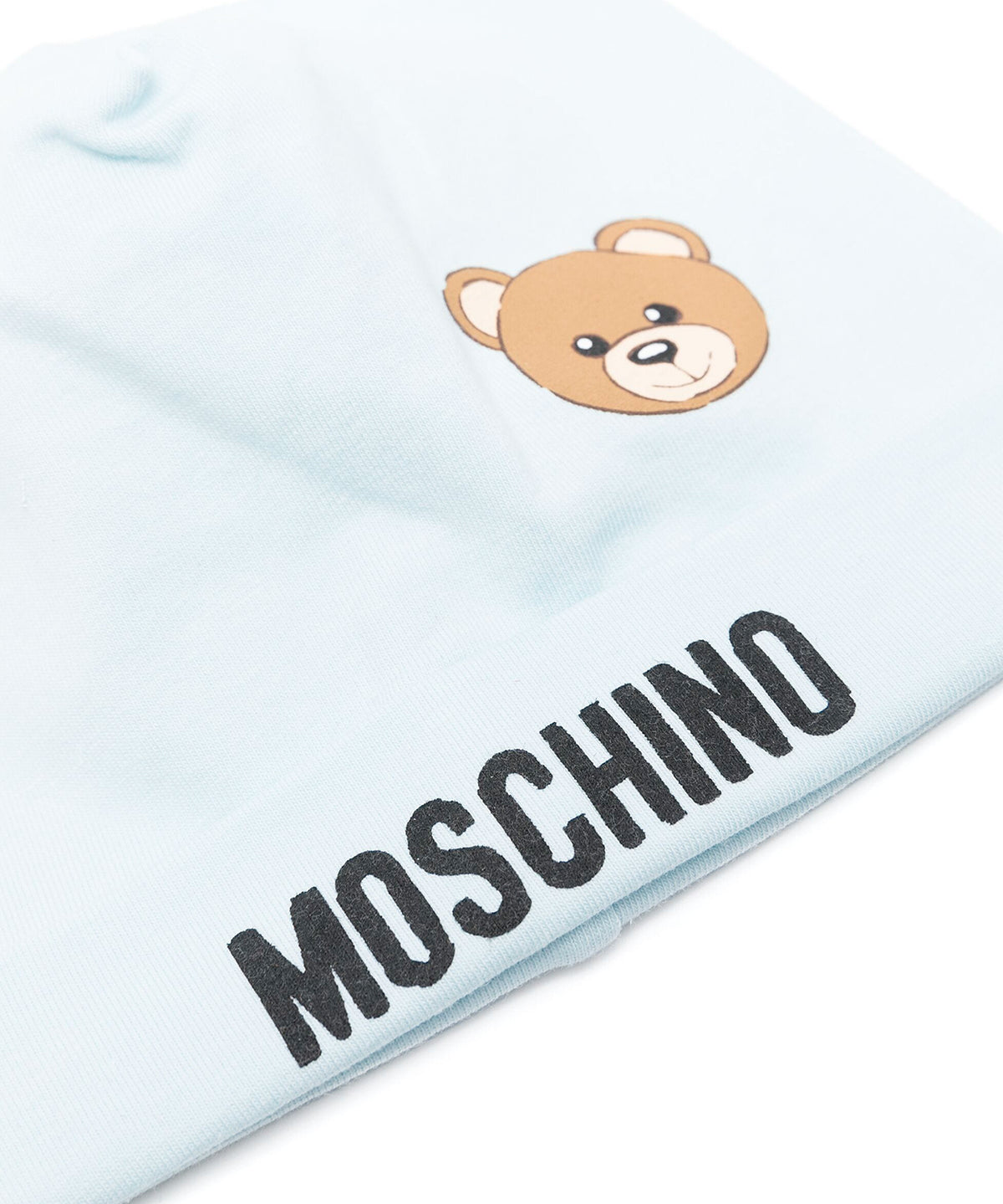 Moschino Kids Cappellino Celeste con Motivo Teddy Bear