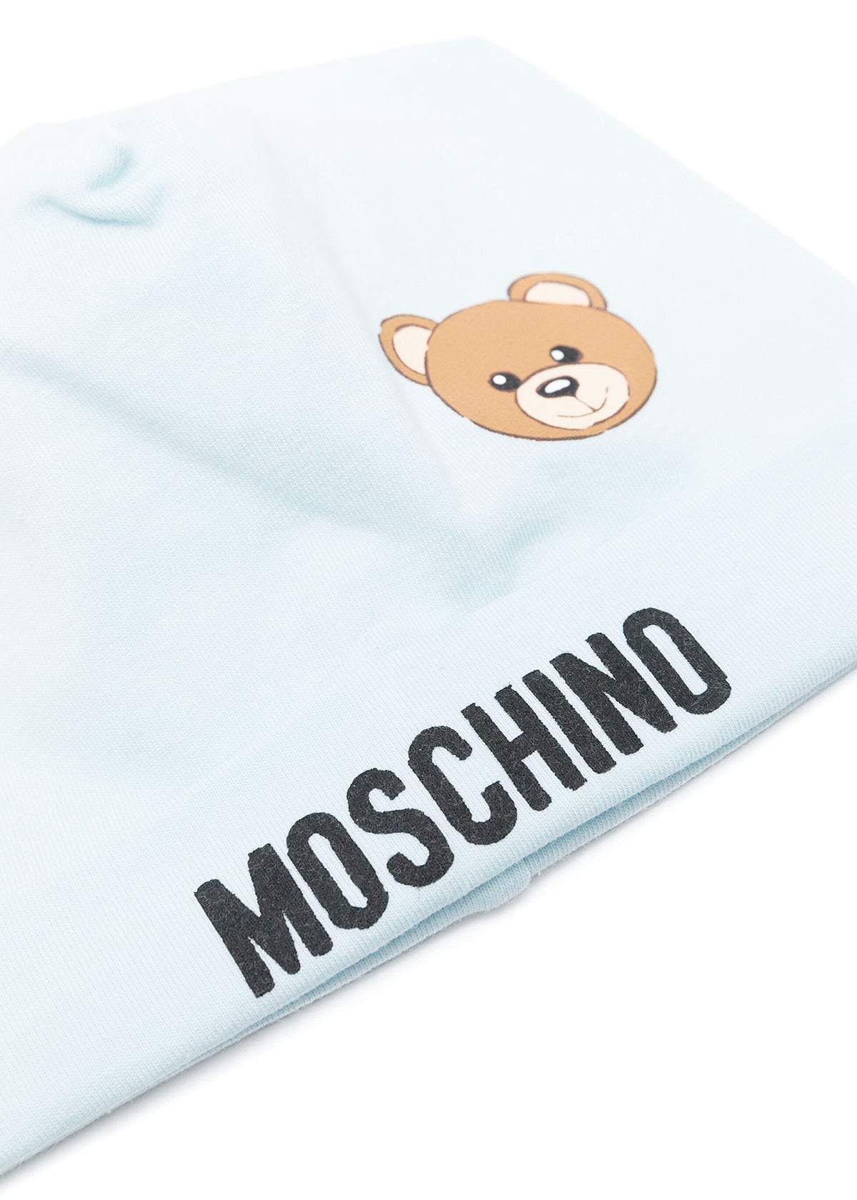 Moschino Kids Cappellino Celeste con Motivo Teddy Bear