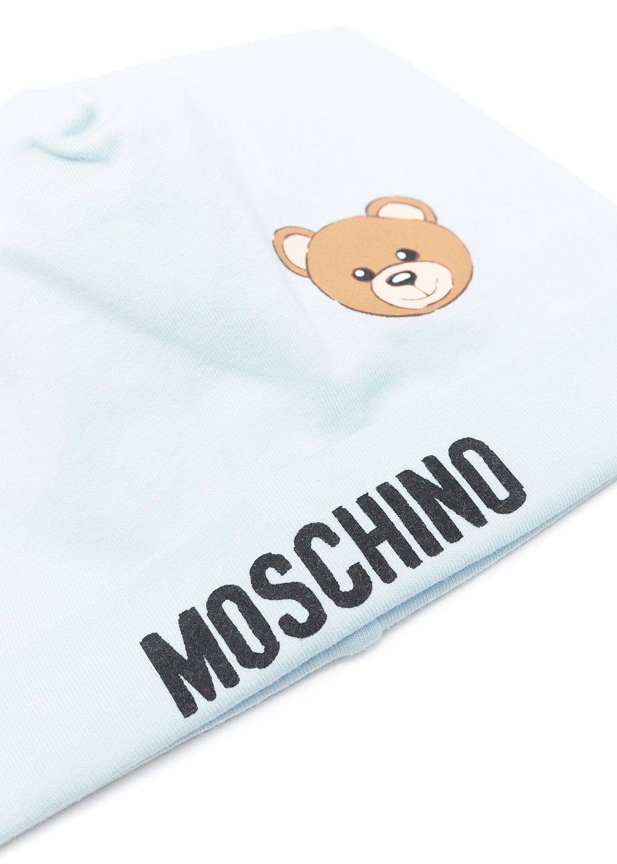 Moschino Kids Cappellino Celeste con Motivo Teddy Bear