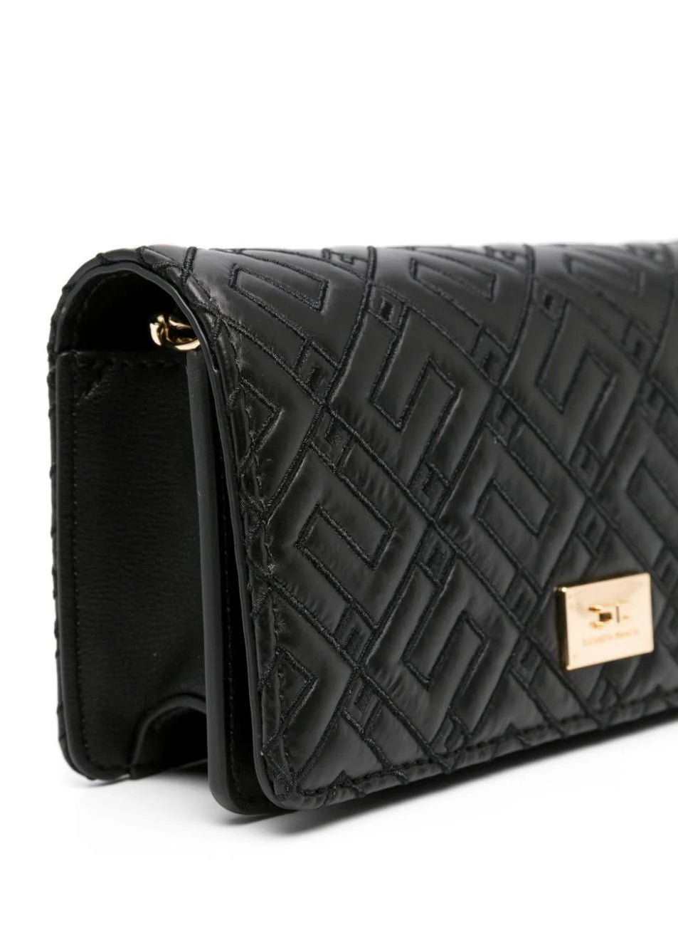 Elisabetta Franchi La Mia Bambina Borsa Nera a Spalla con Logo goffrato