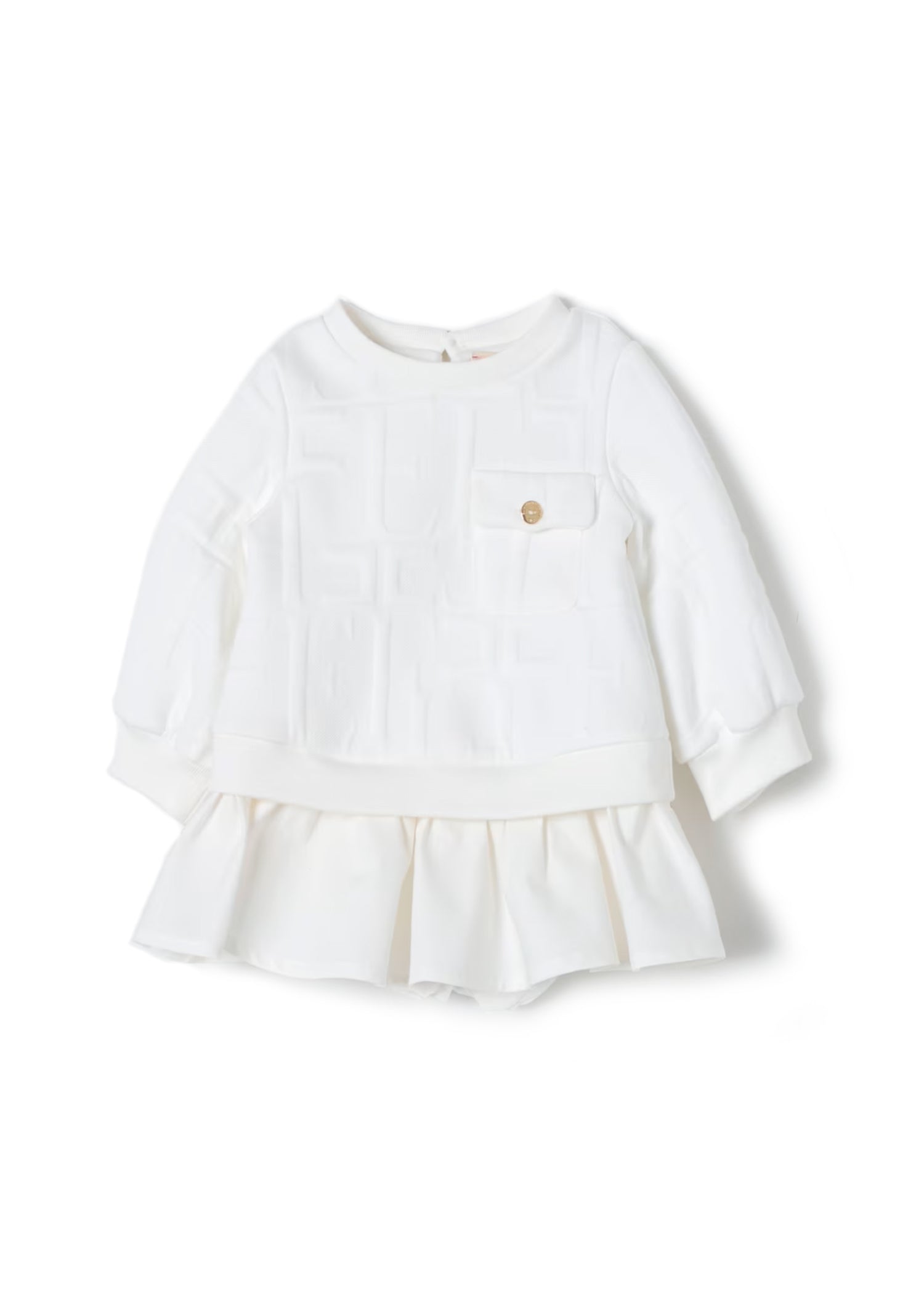 Elisabetta Franchi La Mia Bambina Abito Avorio con Monogram All-over (fronte)