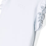Msgm Kids Canotta a Costine Bianca con Ruches
