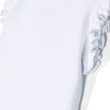 Msgm Kids Canotta a Costine Bianca con Ruches