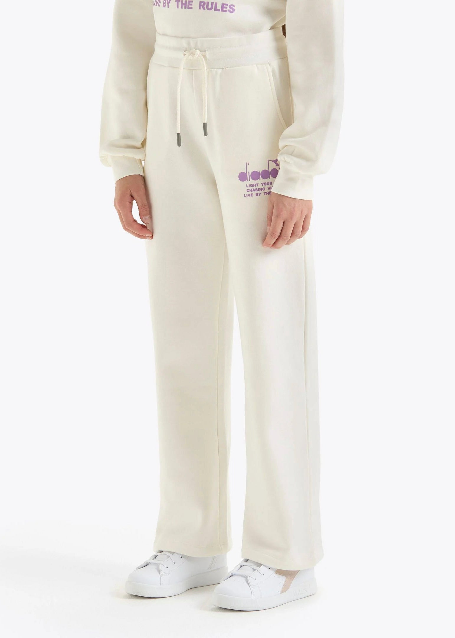 Pantalone Joggers Wide Logo Pastel Diadora Kids Crema: Comfort e Stile per le Giovani Atlete