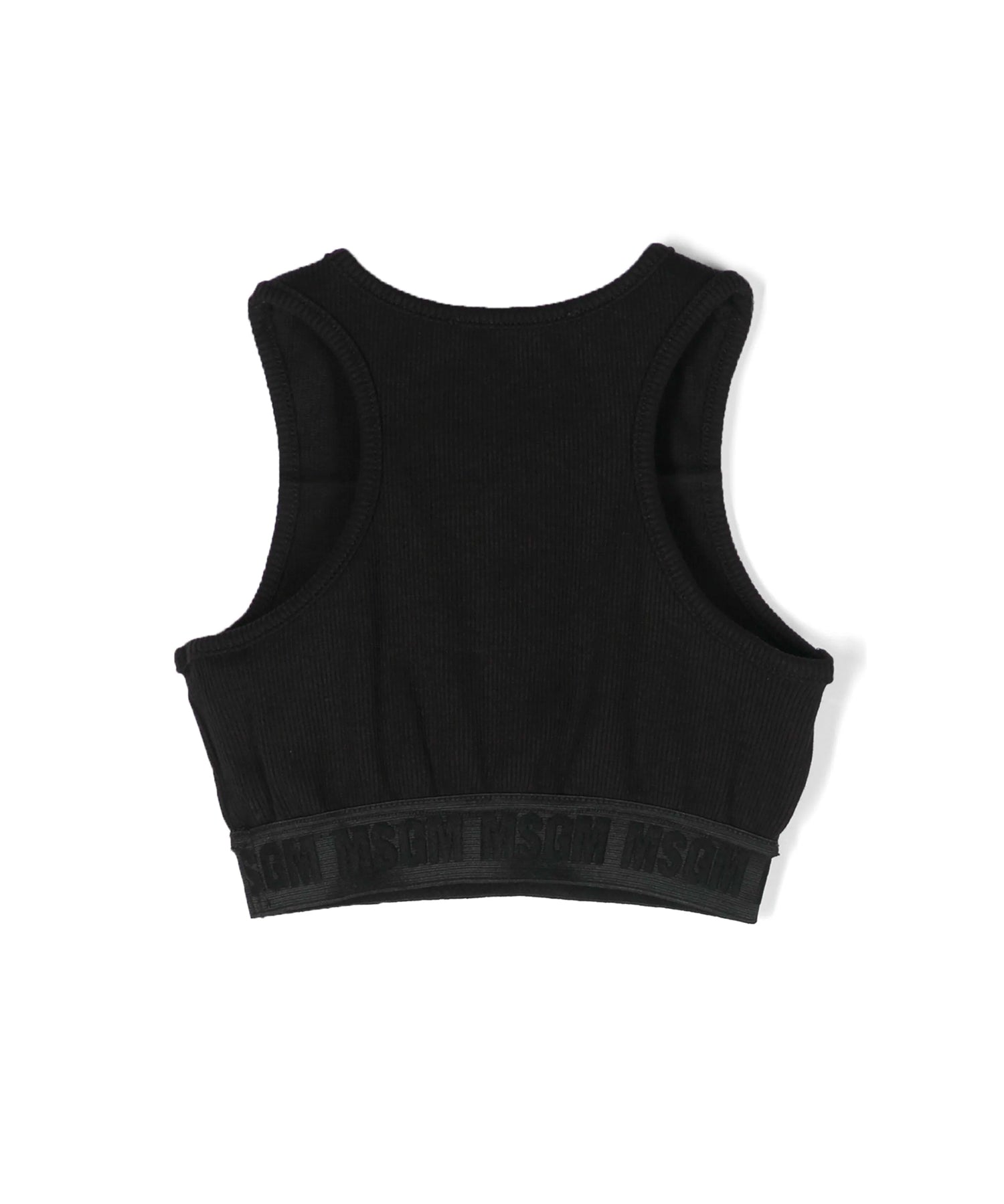 Msgm Kids Top Crop Nero a Costine