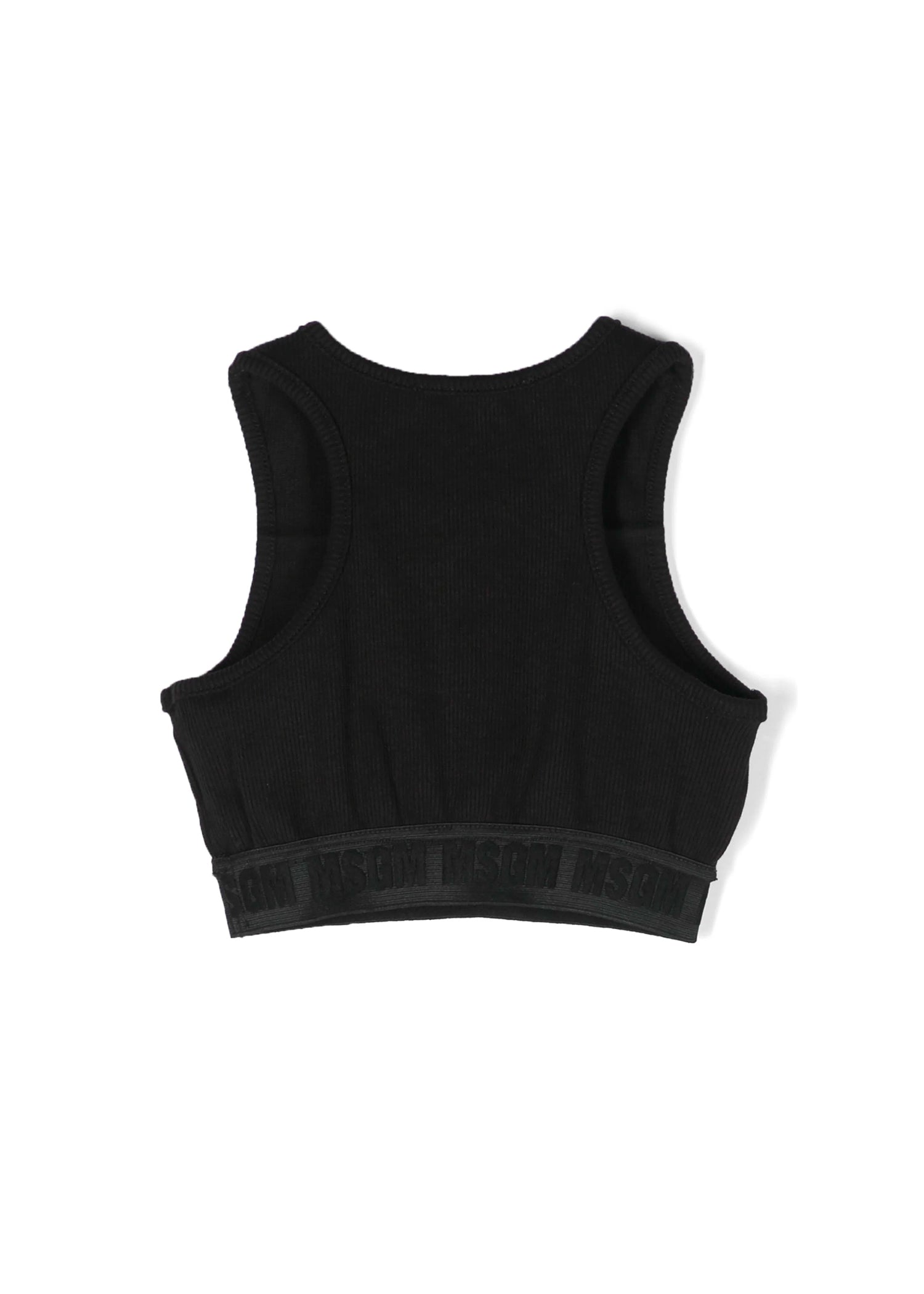 Msgm Kids Top Crop Nero a Costine