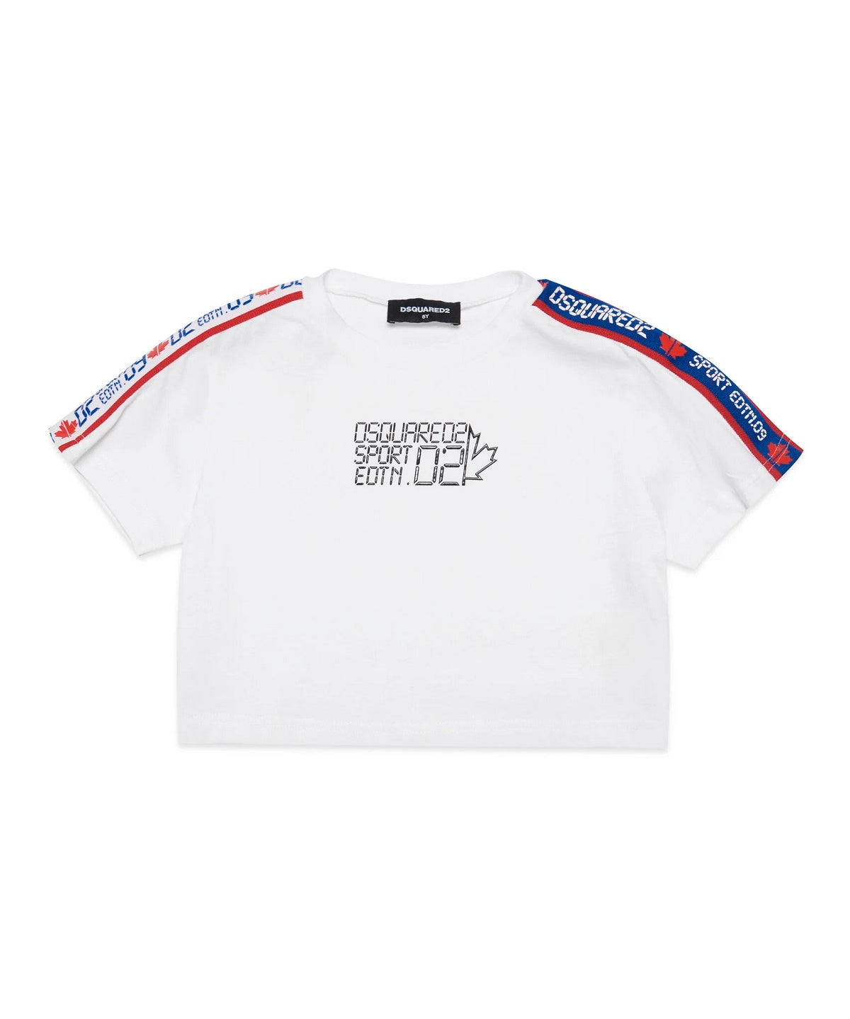 Dsquared2 Kids T-Shirt Crop Bianca Sport Edtn per Bambine