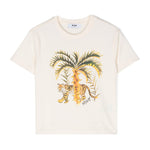 MSGM Kids T-Shirt Crema con Stampa Palme per Bambini