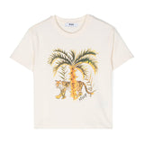 MSGM Kids T-Shirt Crema con Stampa Palme per Bambini